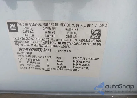 2013 Cadillac Srx Premium Collection из США, поврежденный, VIN 3GYFNEE30DS618147